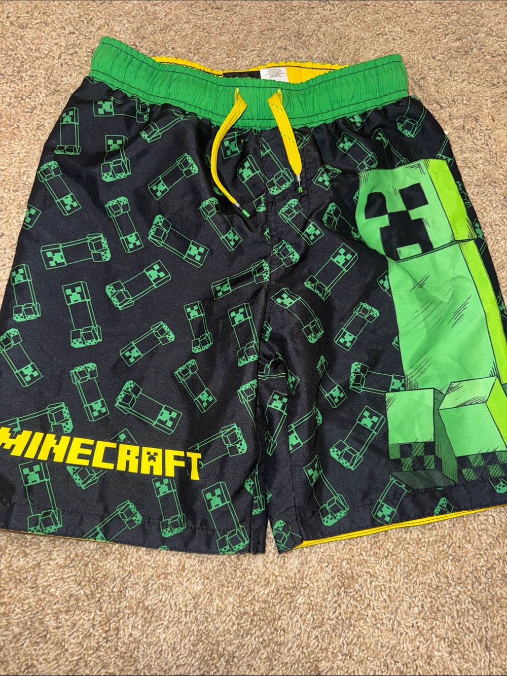 Boys' Black & Green Creeper Athletic Swim Shorts